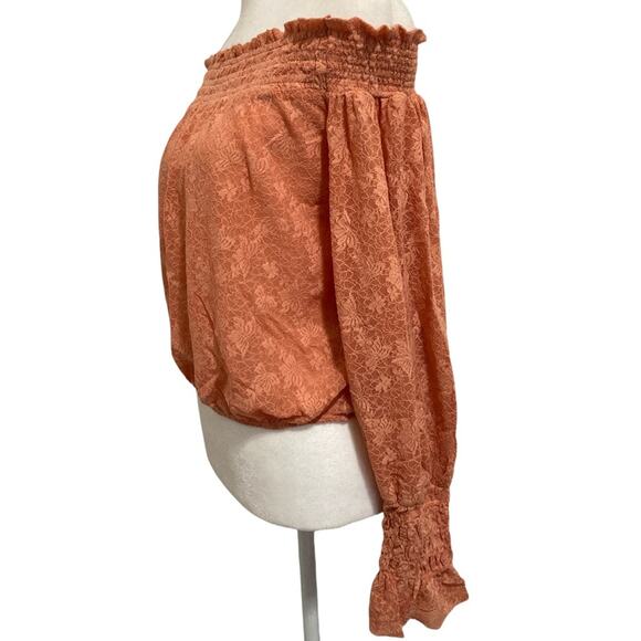 Free People Emily Lacey Top NWT size XS Savannah Red Off Shoulder - Picture 4 of 7